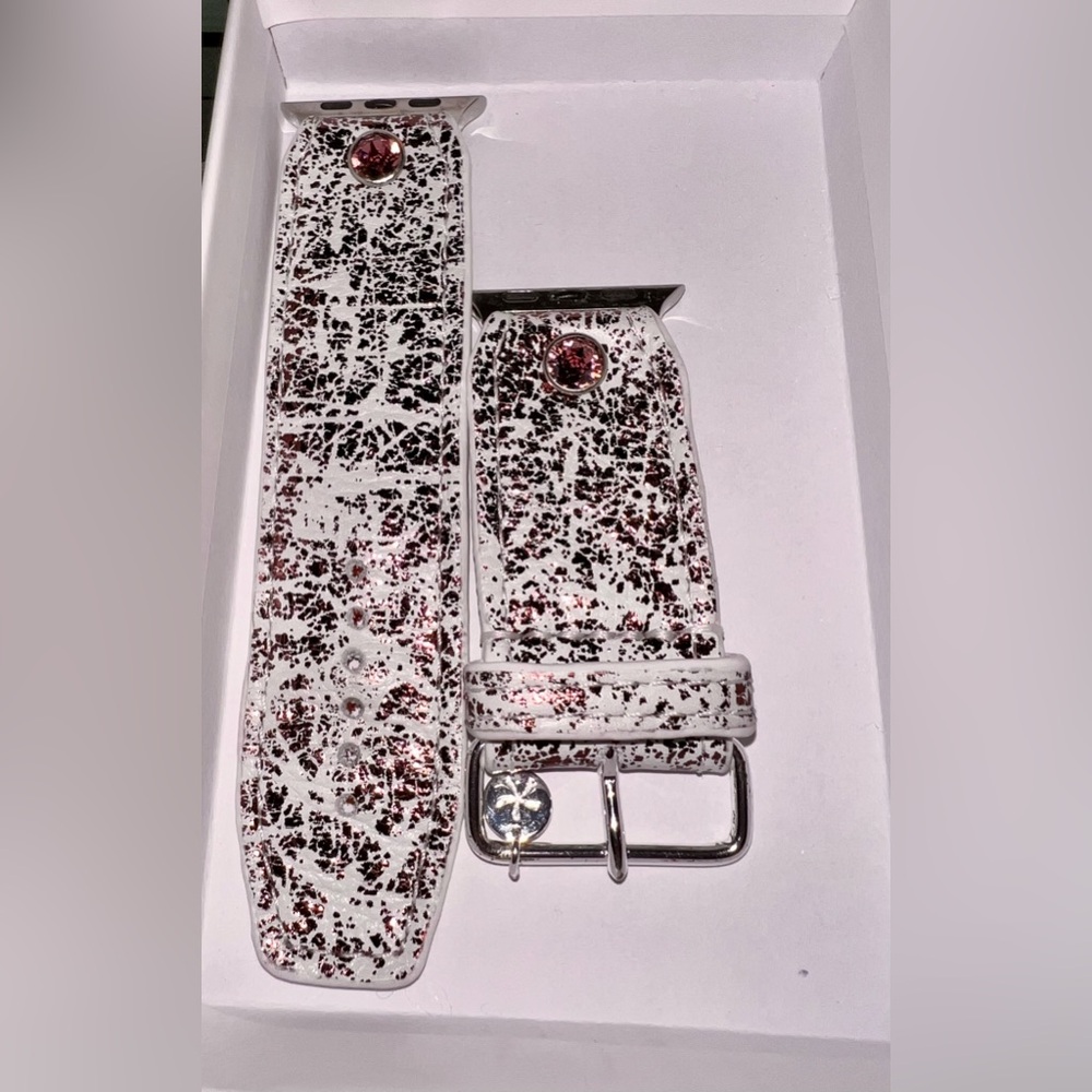Merlot metallic shimmer leather Apple Watch band
